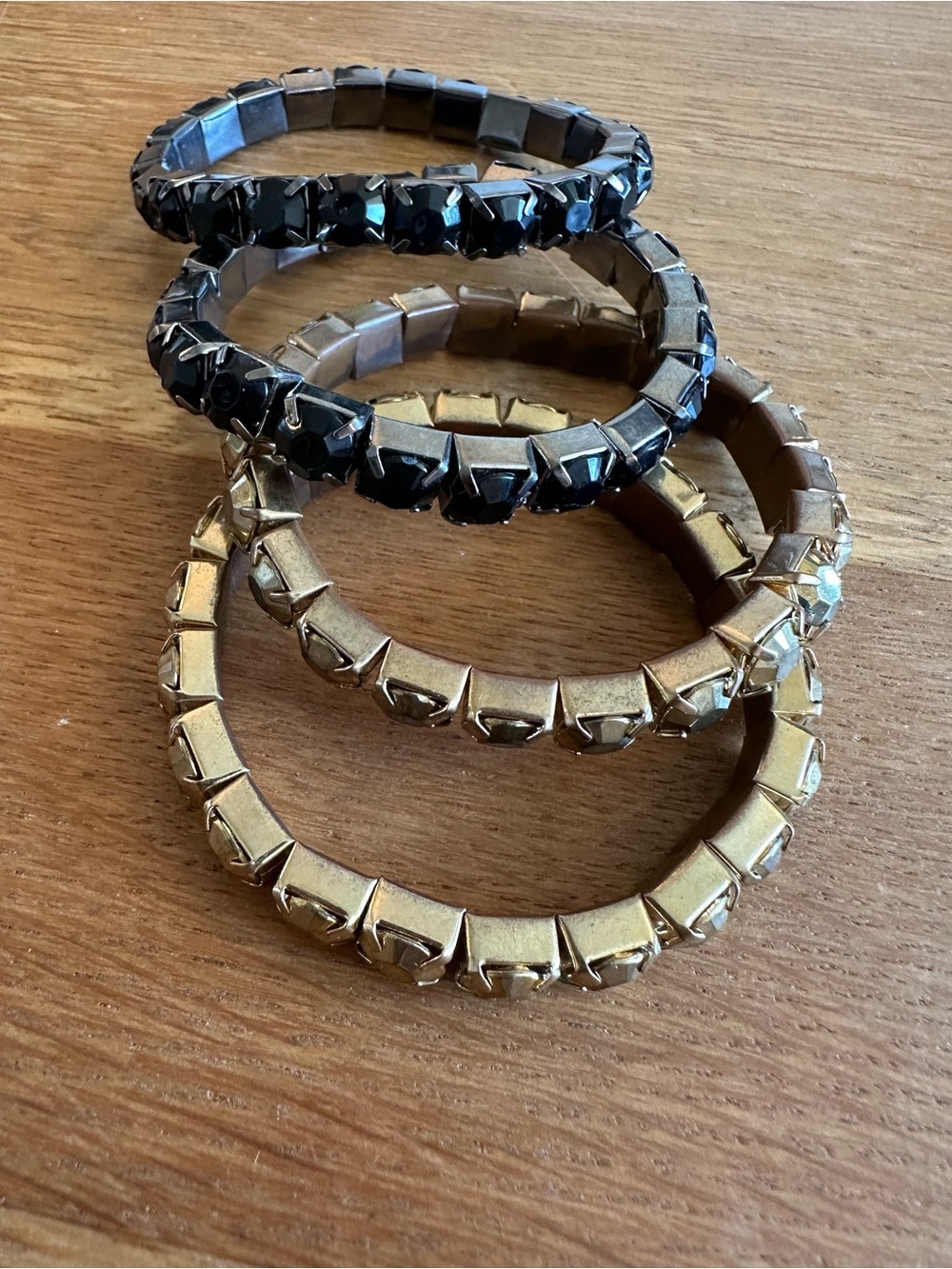 Stackable Black and Gold Stretch Bracelets - Women Jewelry